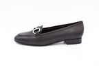 Black leather loafers with buckle