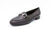 Black leather loafers with buckle