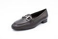 Black leather loafers with buckle