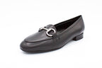 Black leather loafers with buckle