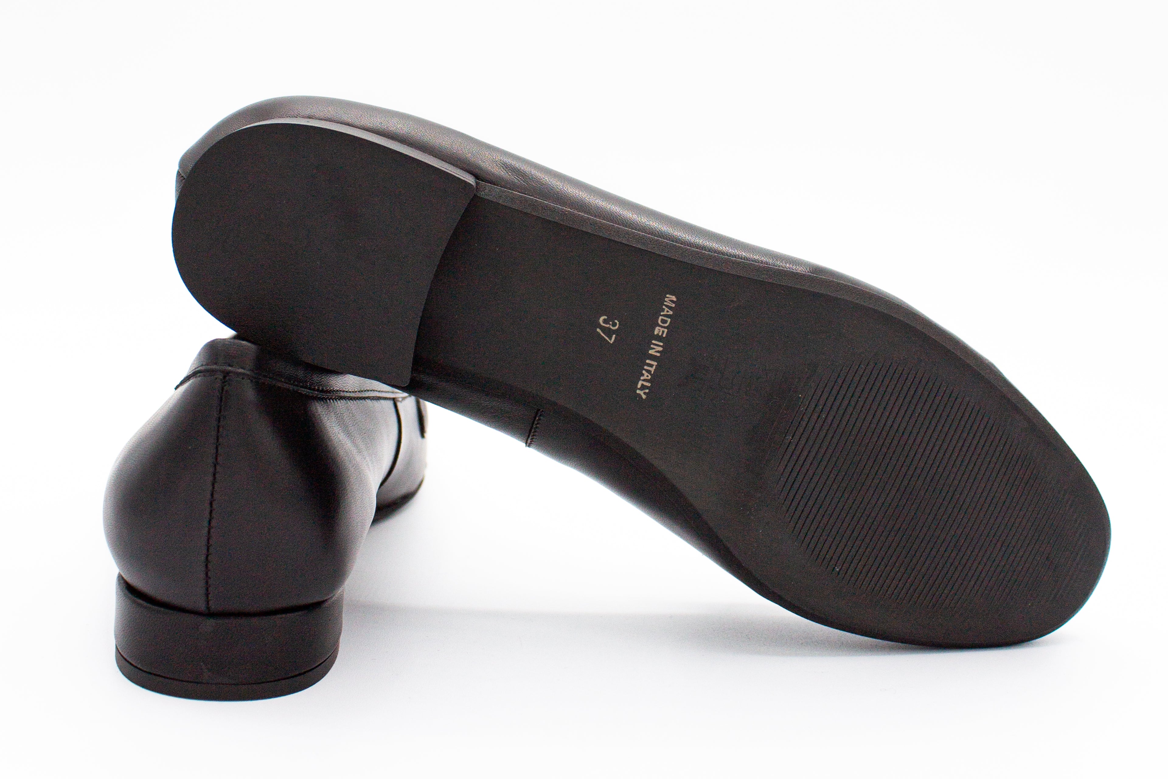 Black leather loafers with buckle