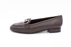 Brown leather loafers with buckle