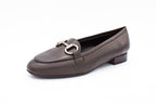 Brown leather loafers with buckle