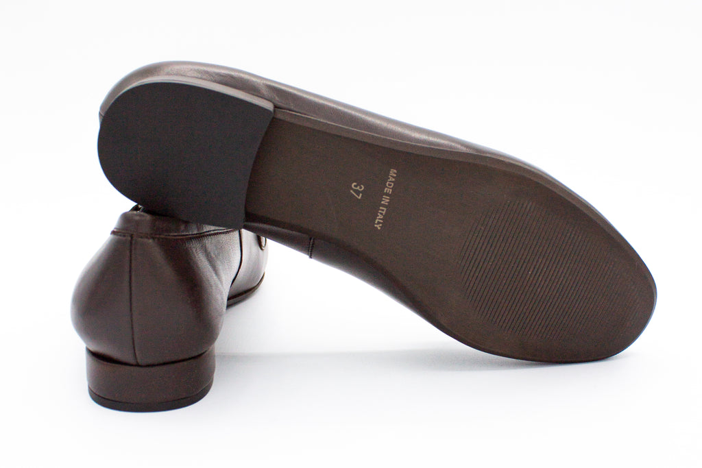 Brown leather loafers with buckle