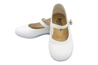 Ballerine in cotone con cinturino e fibbia bianco