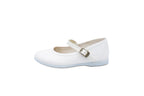 Ballerine in cotone con cinturino e fibbia bianco