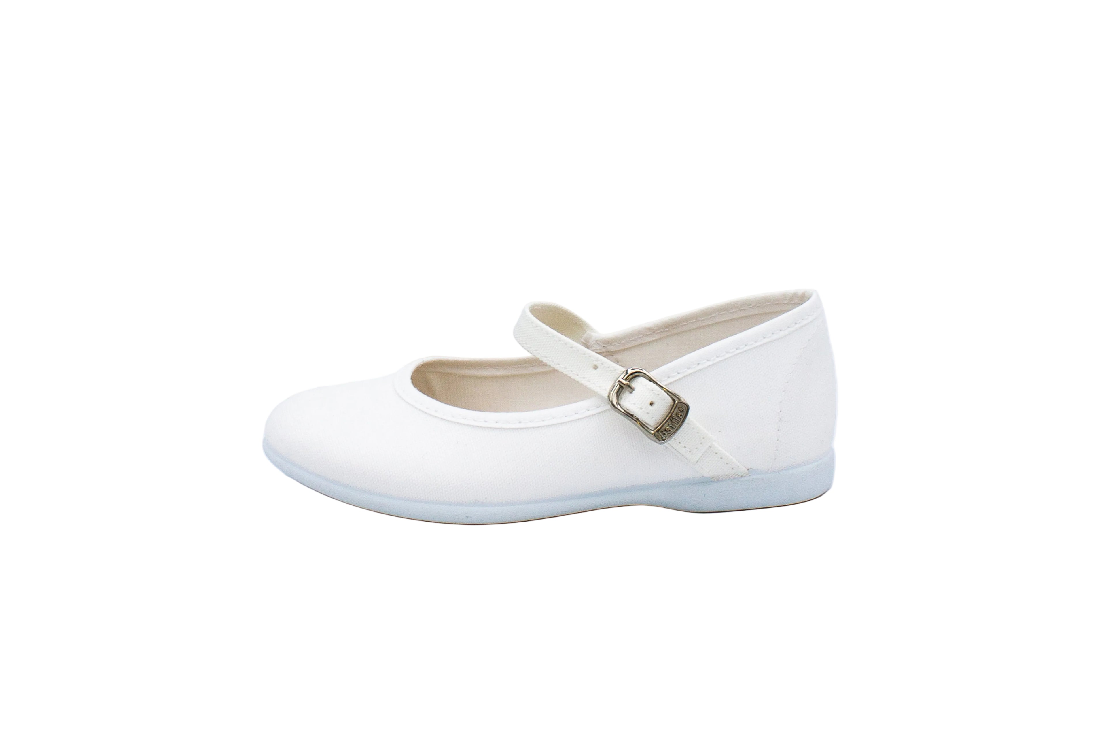 Ballerine in cotone con cinturino e fibbia bianco
