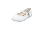 Ballerine in cotone con cinturino e fibbia bianco