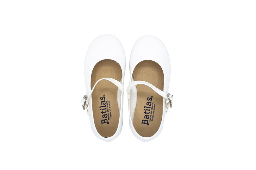 Ballerine in cotone con cinturino e fibbia bianco