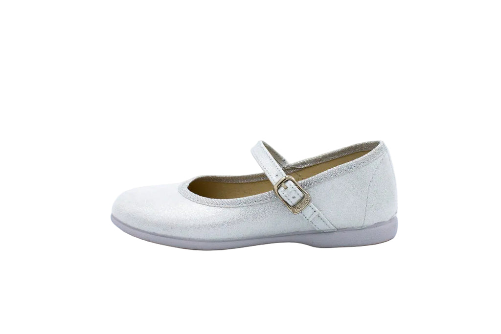 Cotton ballet flats with silver strap and buckle