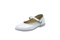 Cotton ballet flats with silver strap and buckle