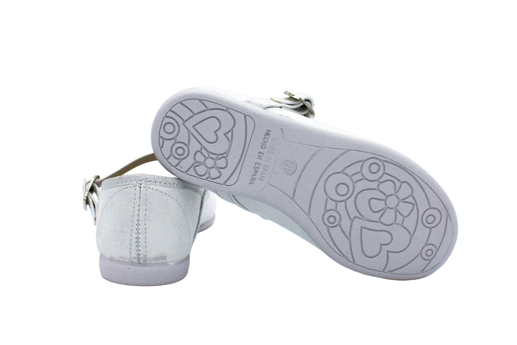 Cotton ballet flats with silver strap and buckle