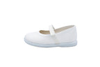 Ballerine in cotone con velcro bianco