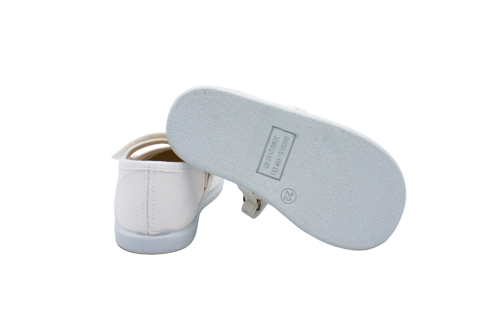 Ballerine in cotone con velcro bianco