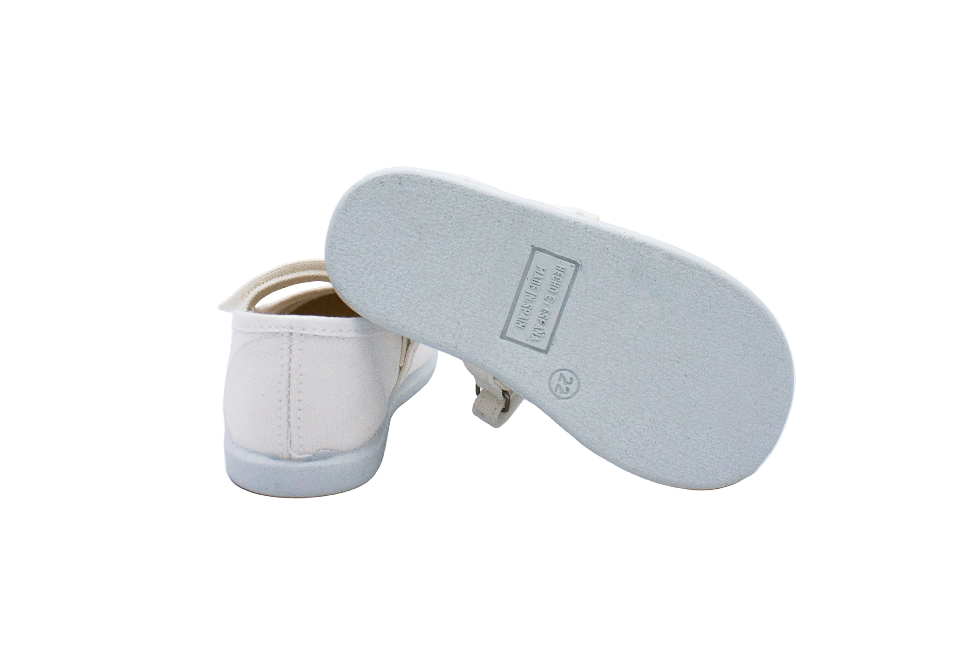 Ballerine in cotone con velcro bianco
