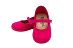 Ballerine in cotone con velcro fucsia
