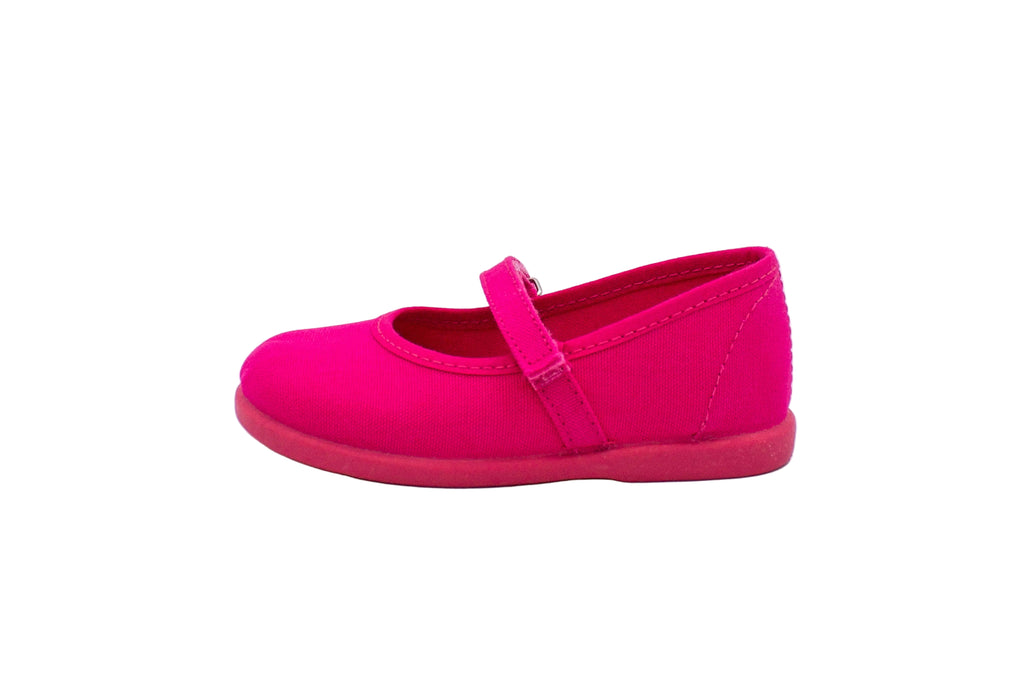 Ballerine in cotone con velcro fucsia