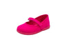 Ballerine in cotone con velcro fucsia