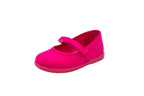 Ballerine in cotone con velcro fucsia