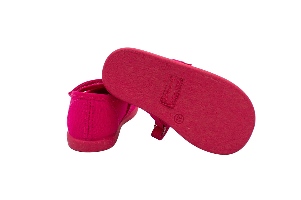 Ballerine in cotone con velcro fucsia