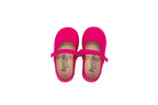 Ballerine in cotone con velcro fucsia