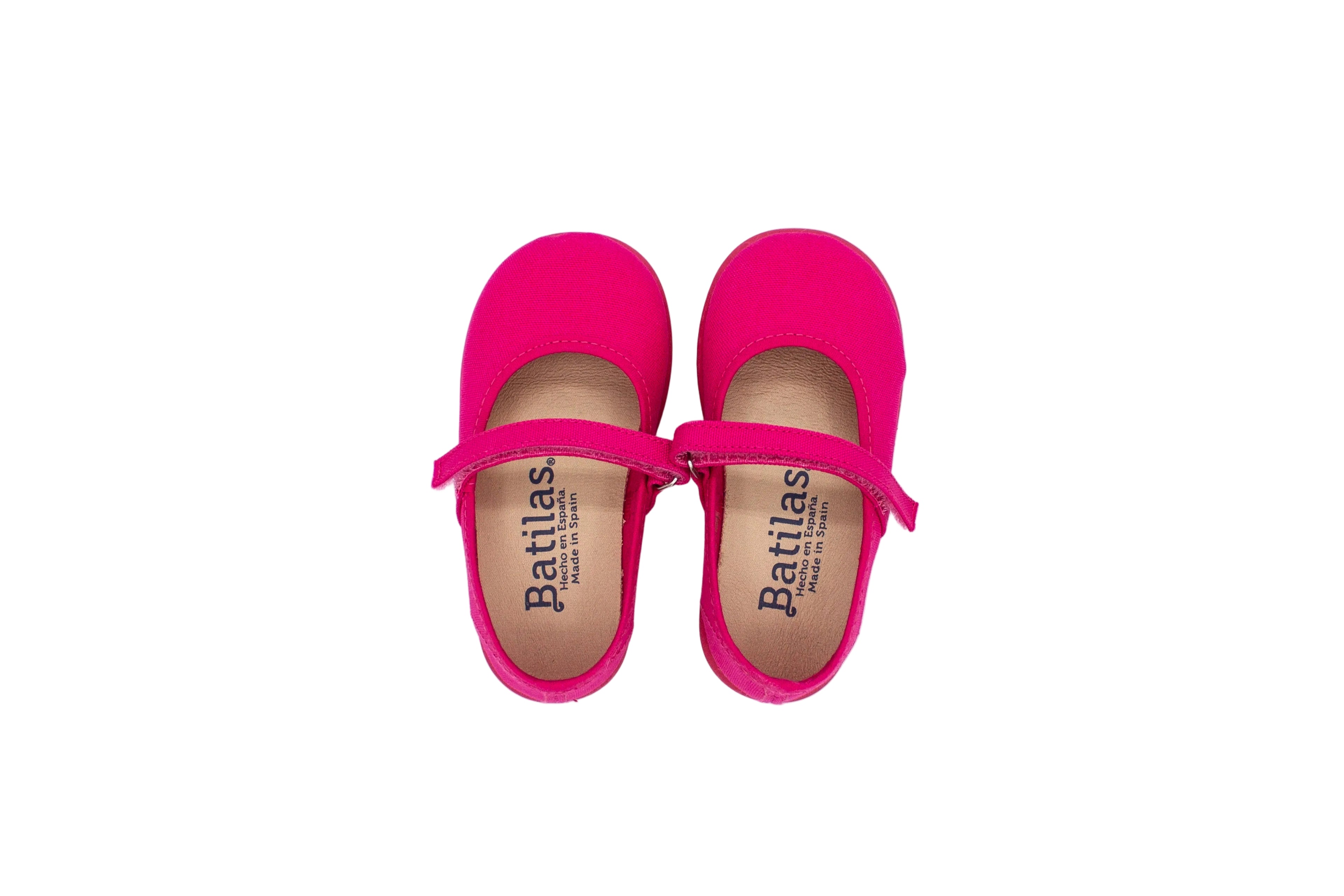 Ballerine in cotone con velcro fucsia