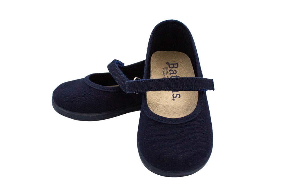 Ballerine in cotone con velcro blu
