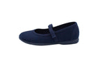 Ballerine in cotone con velcro blu
