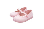 Ballerine in cotone con velcro rosa