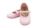 Ballerine in cotone con velcro rosa