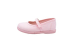 Ballerine in cotone con velcro rosa