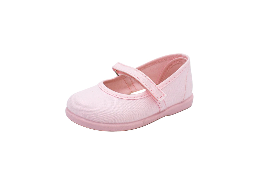 Ballerine in cotone con velcro rosa
