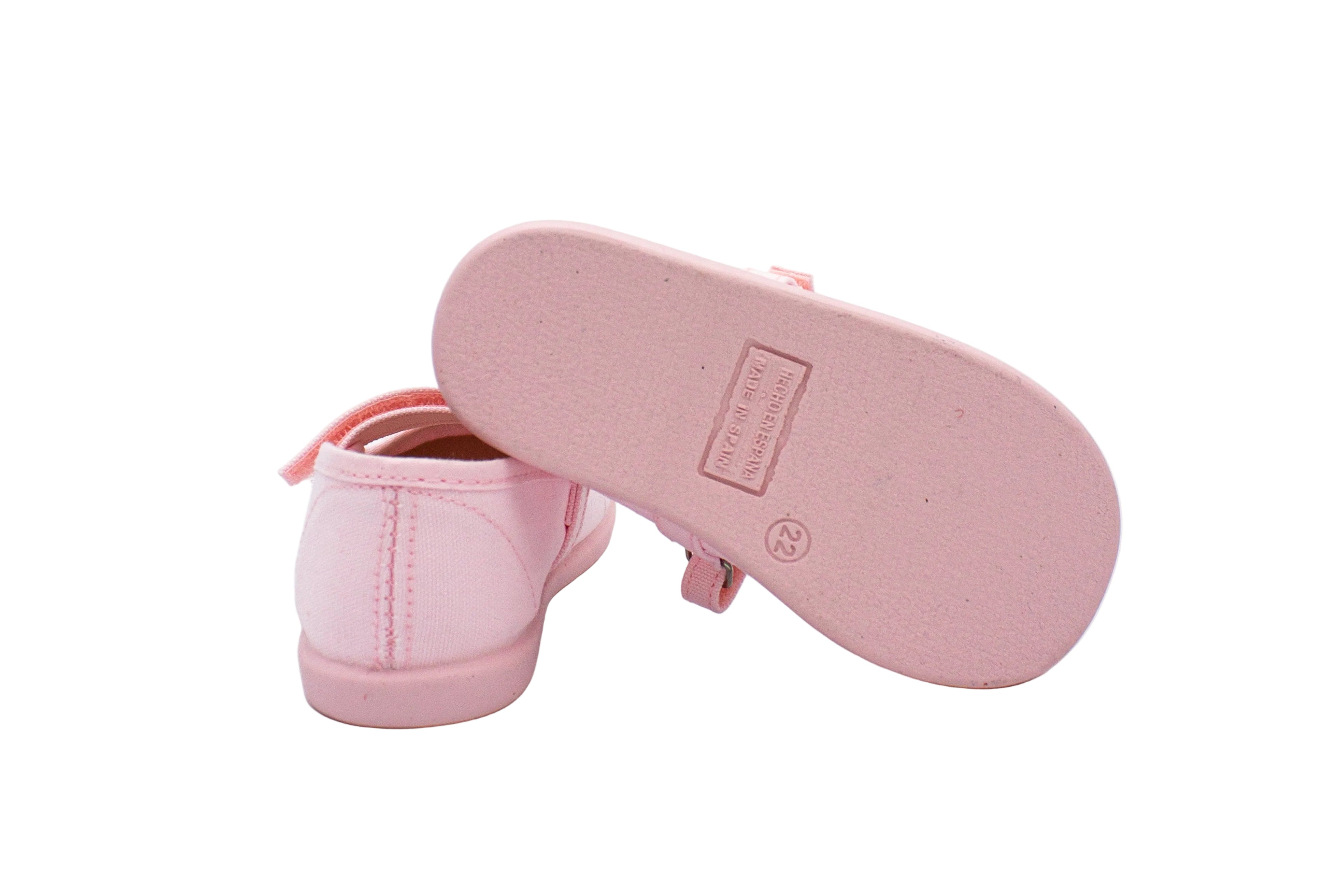 Ballerine in cotone con velcro rosa