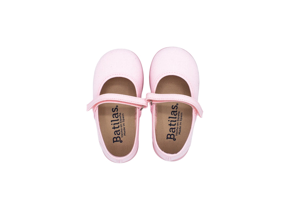 Ballerine in cotone con velcro rosa