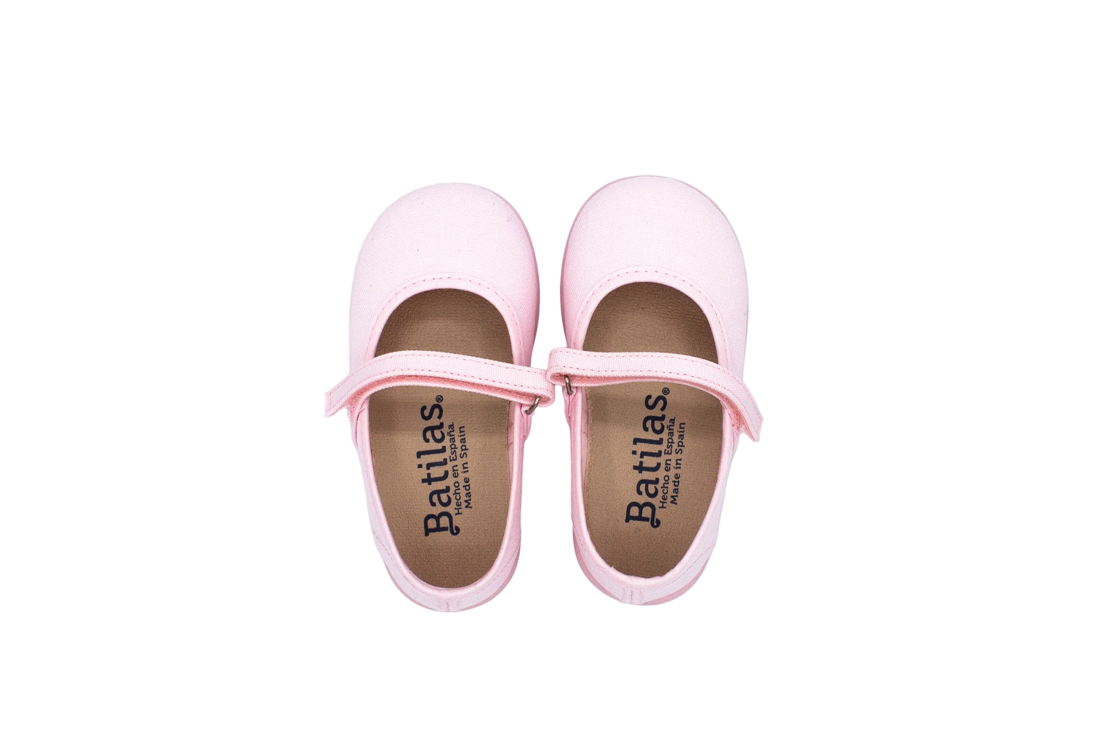 Ballerine in cotone con velcro rosa