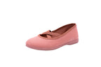 Ballerine in cotone con elastico incrociato rosa