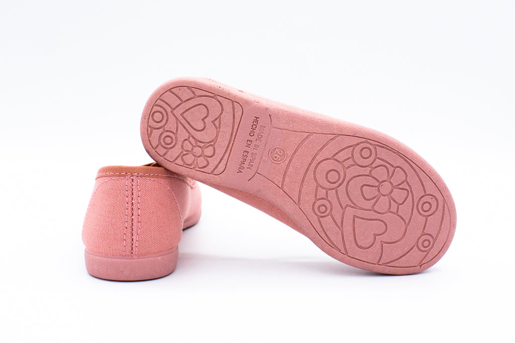 Ballerine in cotone con elastico incrociato rosa