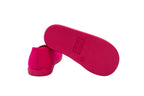 Cotton ballet flats with fuchsia crisscross elastic