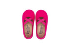 Cotton ballet flats with fuchsia crisscross elastic