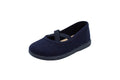 Cotton ballet flats with blue crisscross elastic