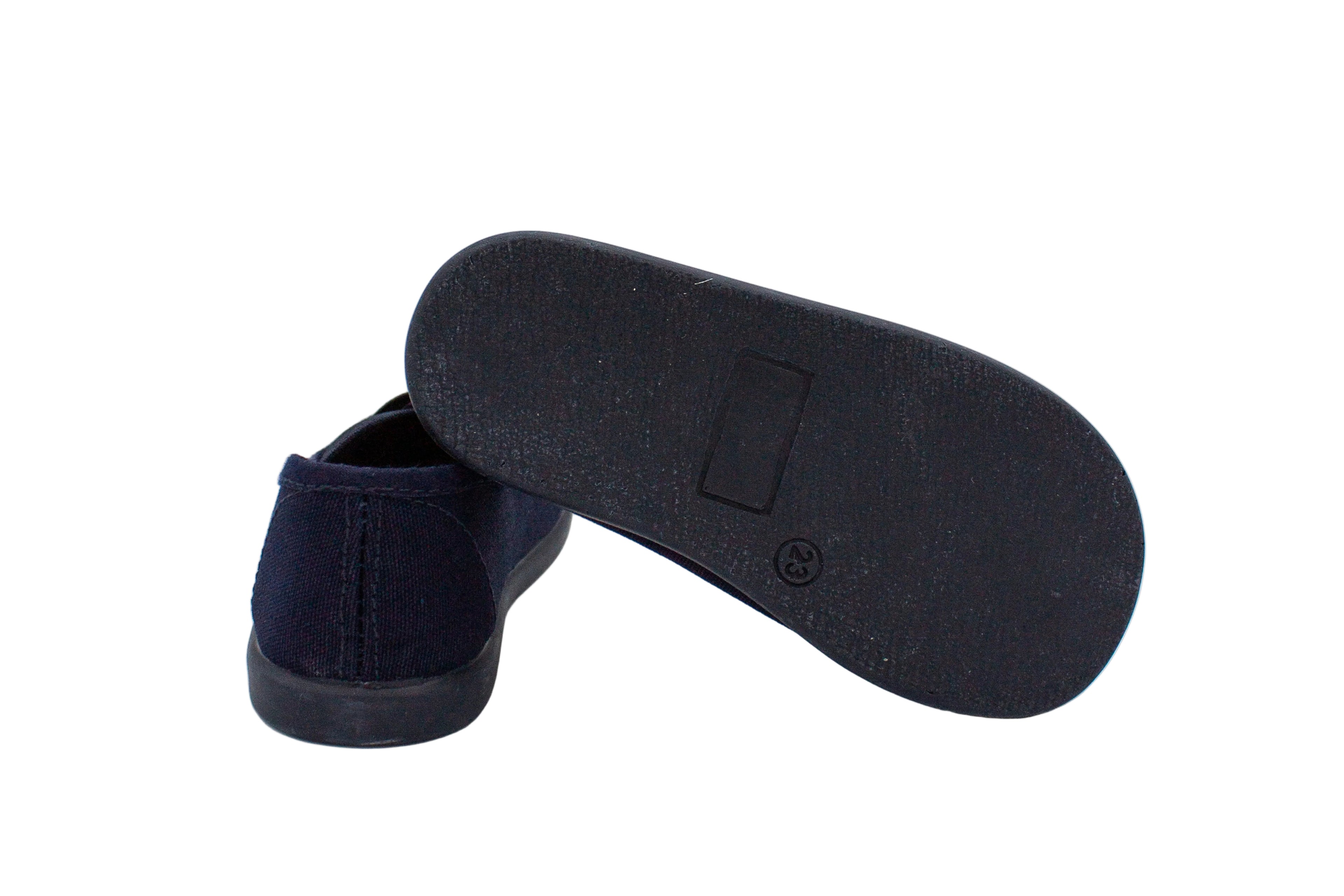 Cotton ballet flats with blue crisscross elastic