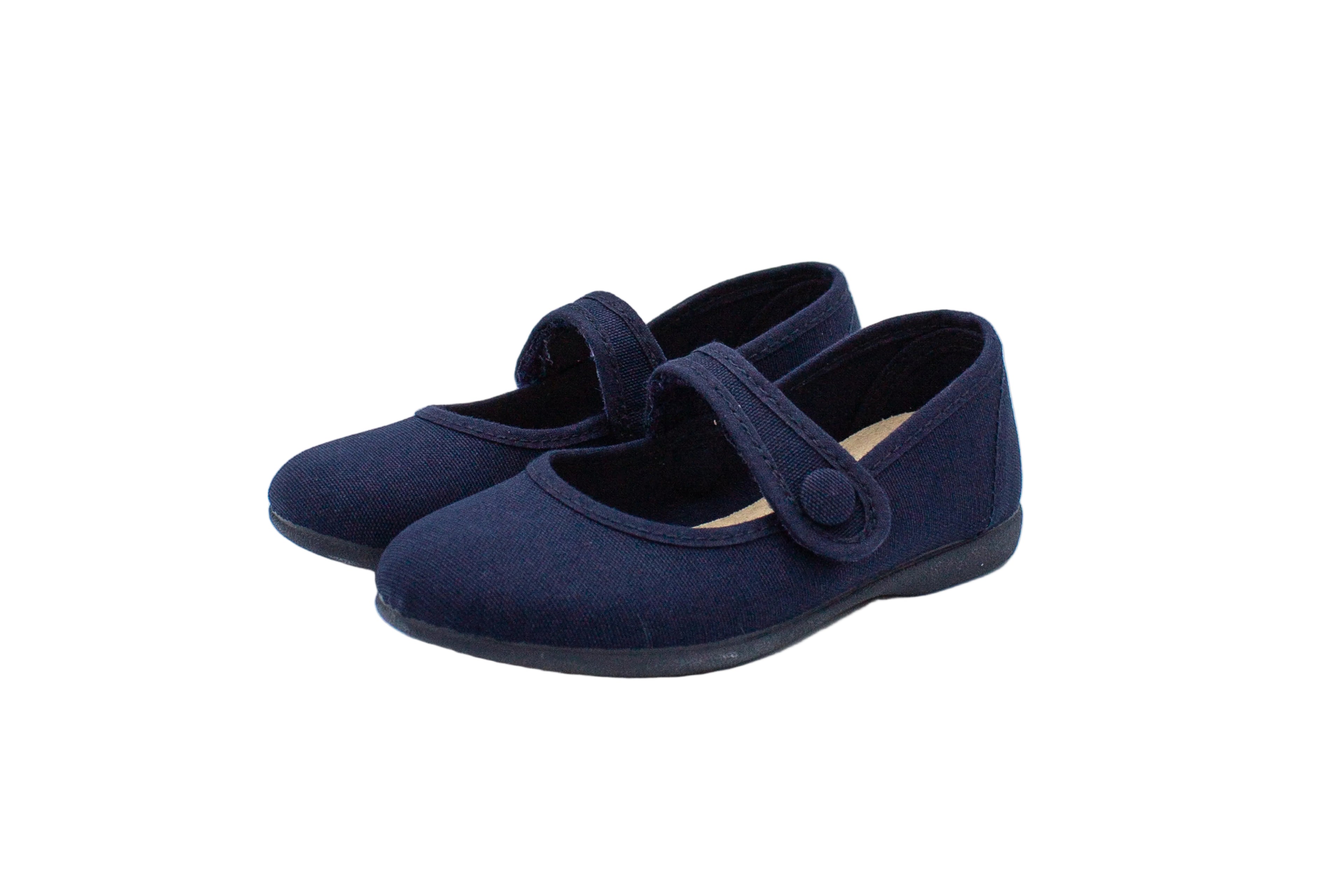 Ballerine in cotone con velcro blu