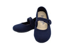 Ballerine in cotone con velcro blu