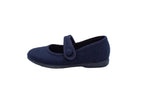 Ballerine in cotone con velcro blu
