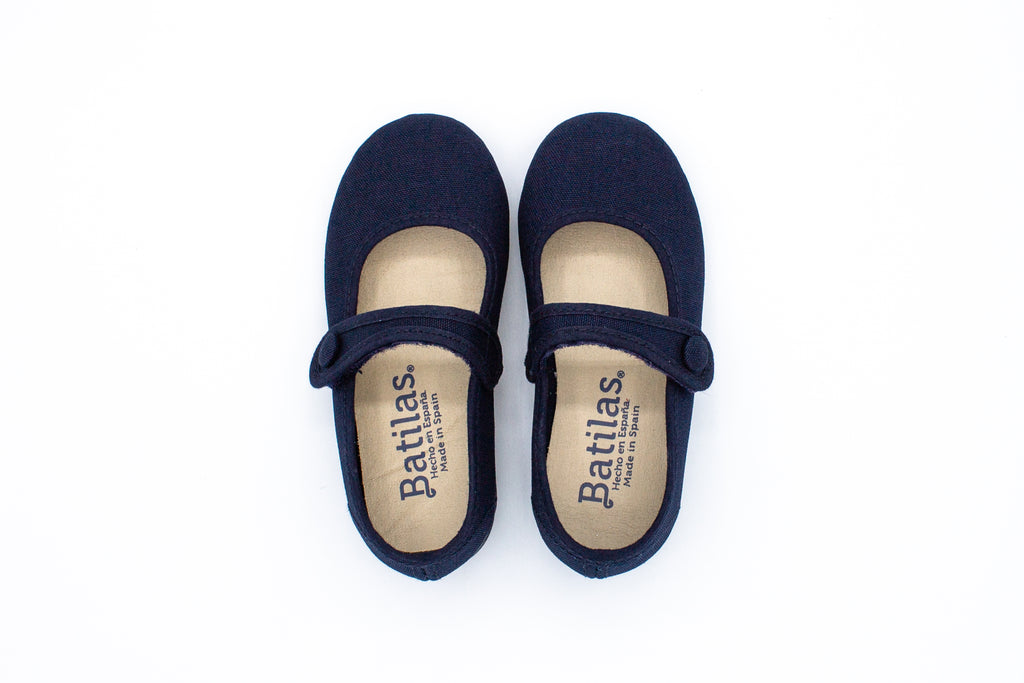 Ballerine in cotone con velcro blu