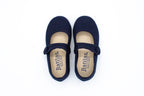 Ballerine in cotone con velcro blu