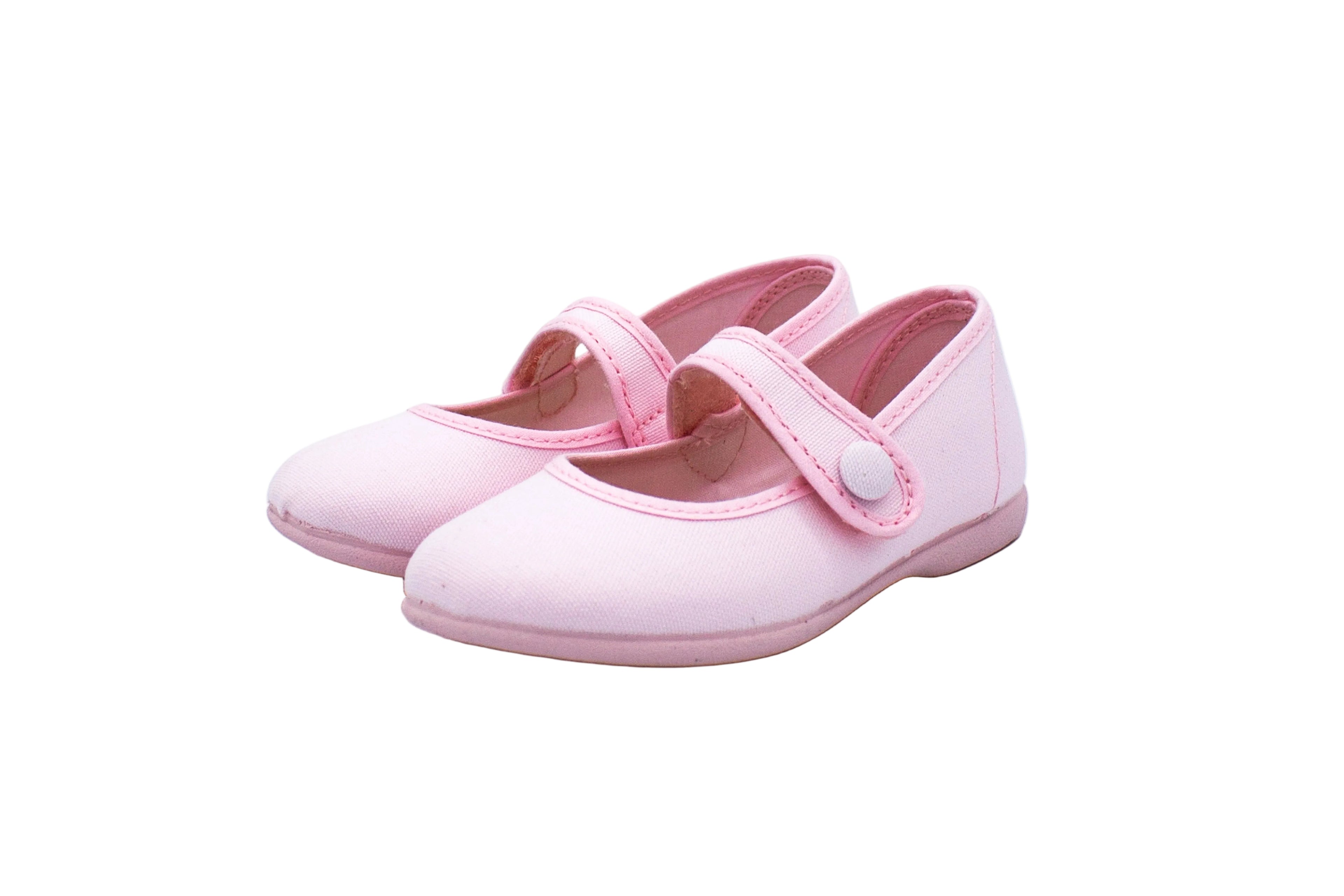 Ballerine in cotone con velcro rosa