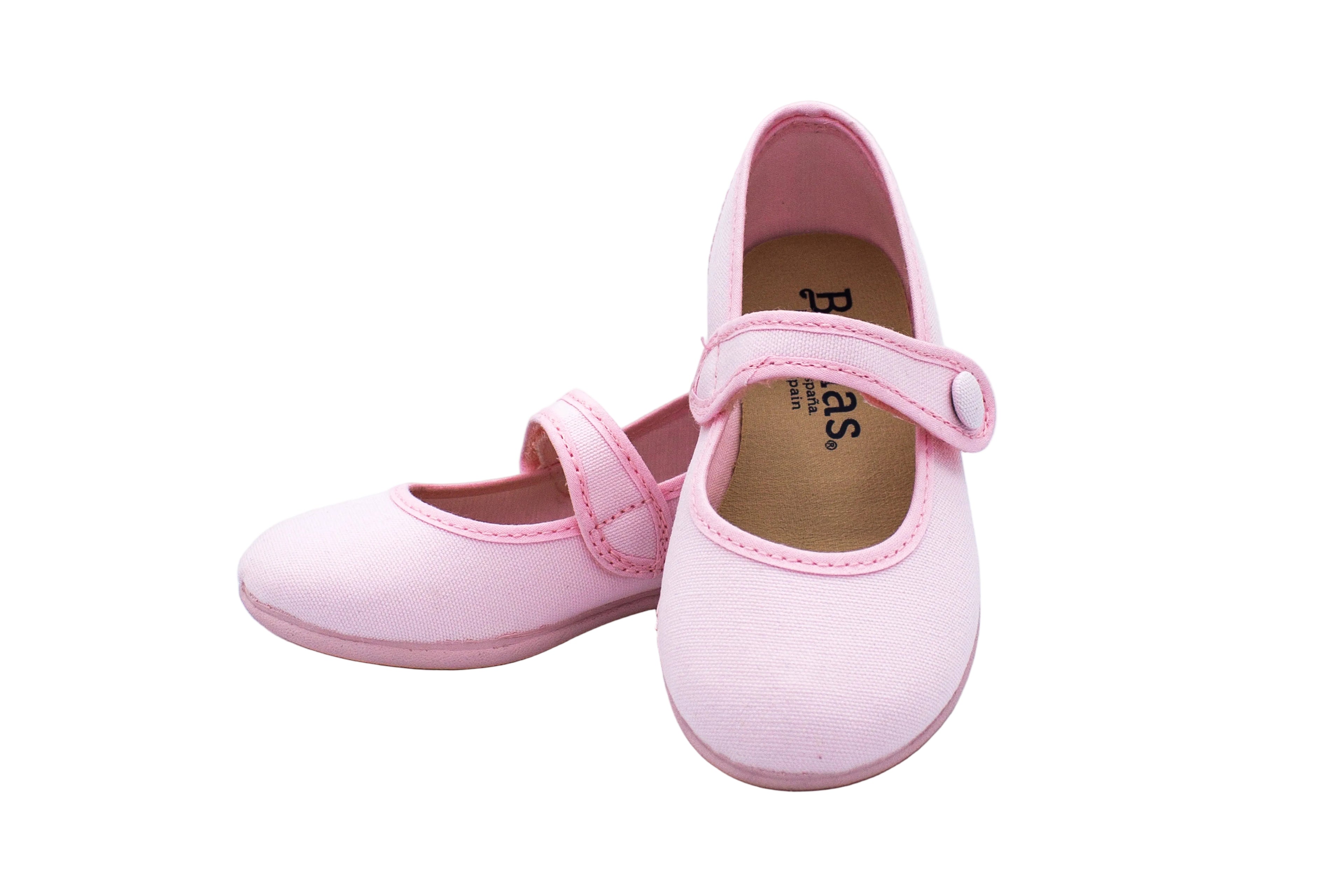 Ballerine in cotone con velcro rosa