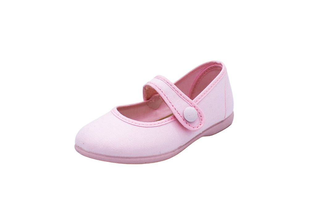 Ballerine in cotone con velcro rosa