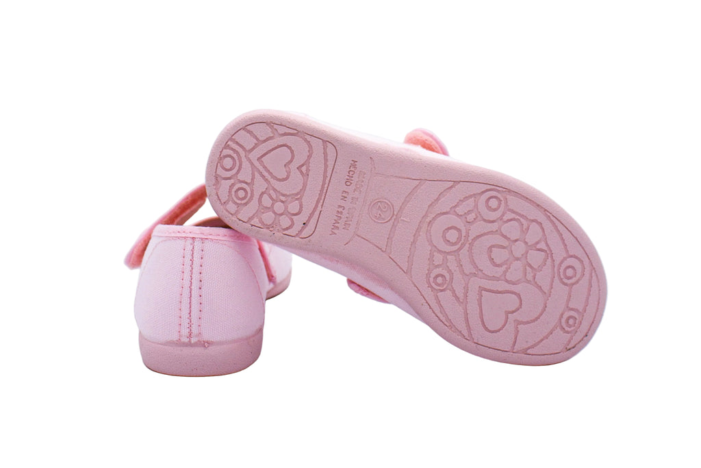Ballerine in cotone con velcro rosa